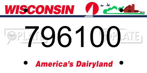 796100 Wisconsin License Plate