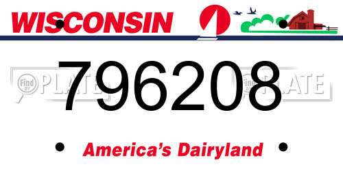 796208 Wisconsin License Plate