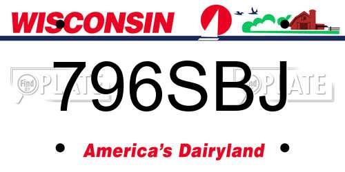 796SBJ Wisconsin License Plate