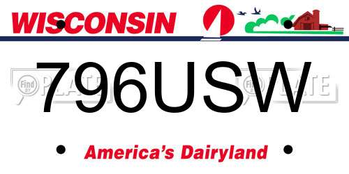 796USW Wisconsin License Plate