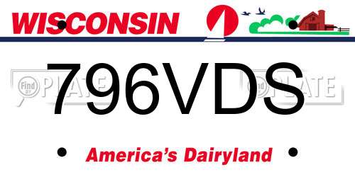 796VDS Wisconsin License Plate