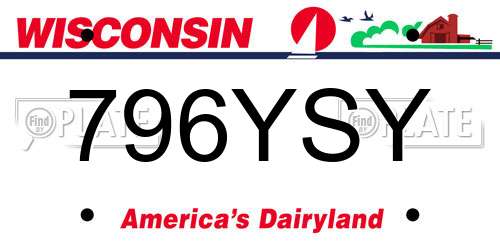 796YSY Wisconsin License Plate