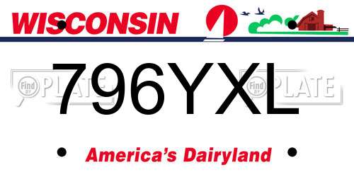 796YXL Wisconsin License Plate