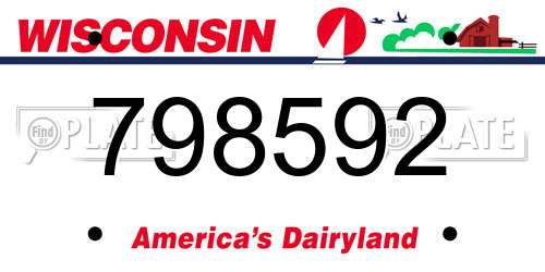 798592 Wisconsin License Plate