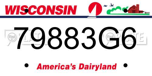 79883G6 Wisconsin License Plate