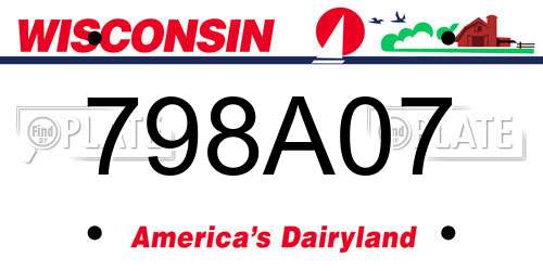 798A07 Wisconsin License Plate