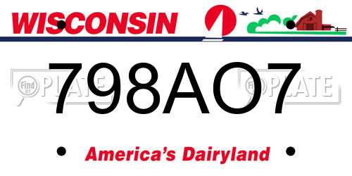 798AO7 Wisconsin License Plate