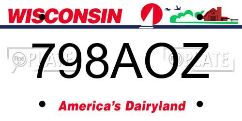 798AOZ Wisconsin License Plate