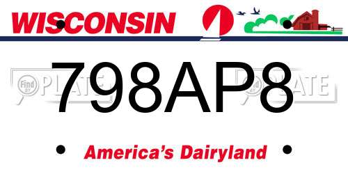 798AP8 Wisconsin License Plate