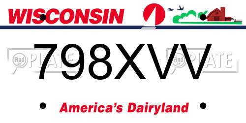 798XVV Wisconsin License Plate