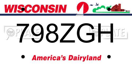 798ZGH Wisconsin License Plate
