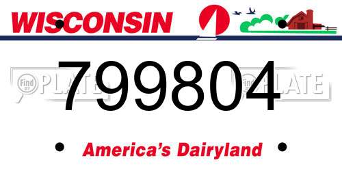 799804 Wisconsin License Plate