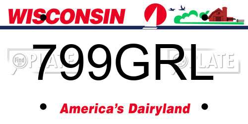 799GRL Wisconsin License Plate