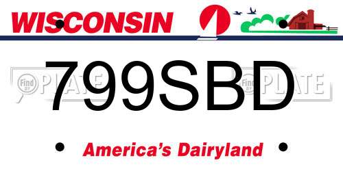 799SBD Wisconsin License Plate