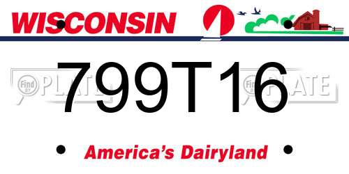 799T16 Wisconsin License Plate