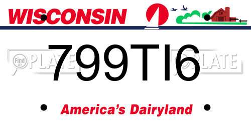 799TI6 Wisconsin License Plate