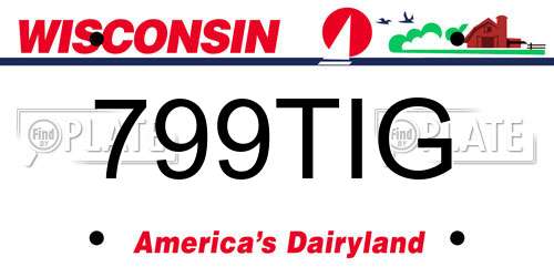799TIG Wisconsin License Plate