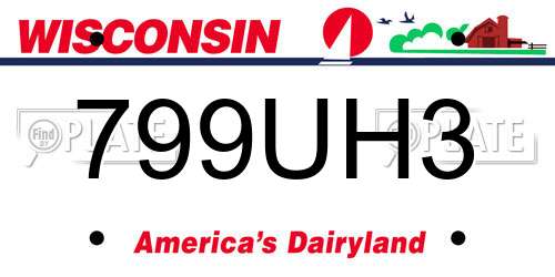 799UH3 Wisconsin License Plate