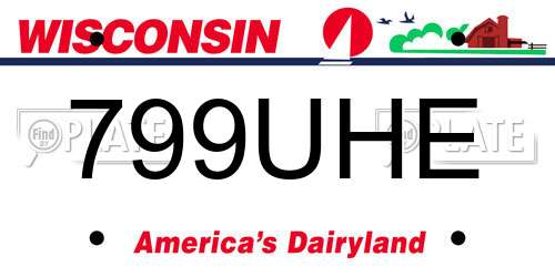 799UHE Wisconsin License Plate