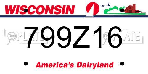 799Z16 Wisconsin License Plate