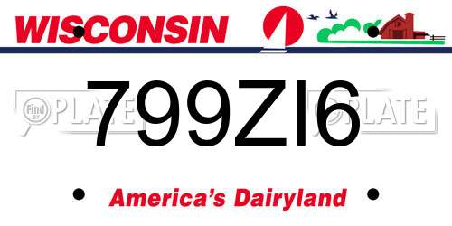 799ZI6 Wisconsin License Plate