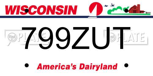 799ZUT Wisconsin License Plate