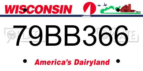 79BB366 Wisconsin License Plate