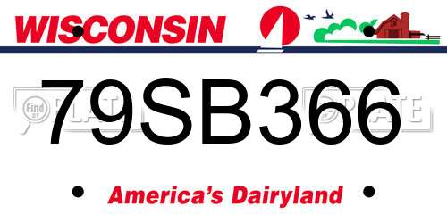 79SB366 Wisconsin License Plate