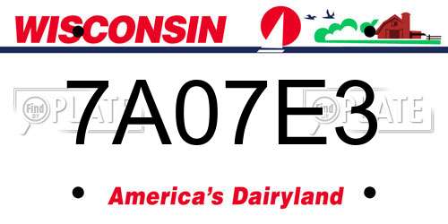 7A07E3 Wisconsin License Plate
