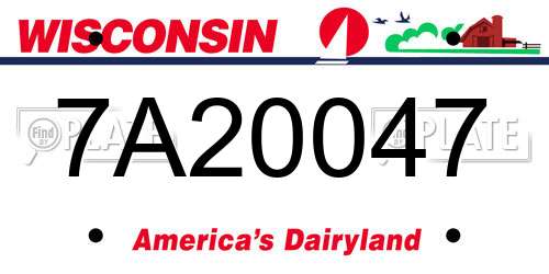 7A20047 Wisconsin License Plate