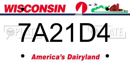 7A21D4 Wisconsin License Plate