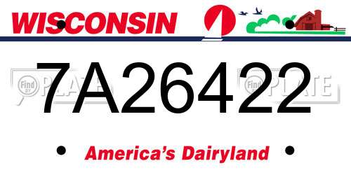 7A26422 Wisconsin License Plate