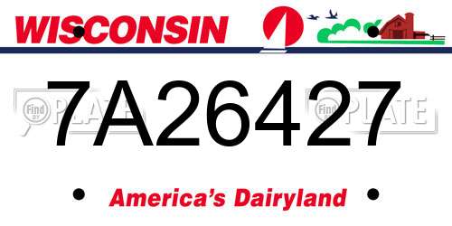 7A26427 Wisconsin License Plate