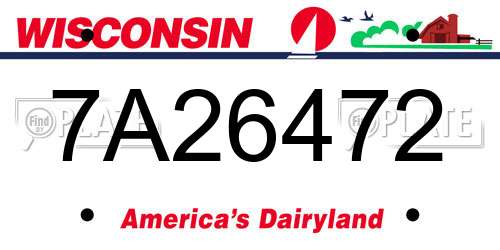 7A26472 Wisconsin License Plate