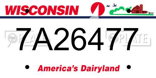 7A26477 Wisconsin License Plate