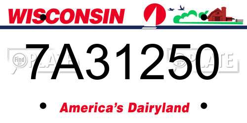 7A31250 Wisconsin License Plate