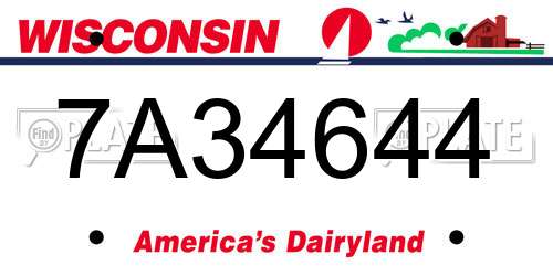 7A34644 Wisconsin License Plate