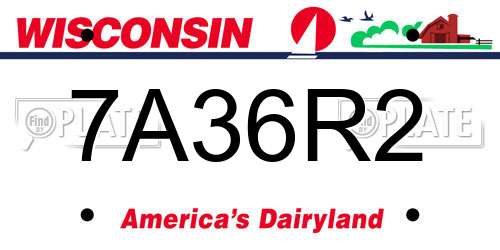 7A36R2 Wisconsin License Plate