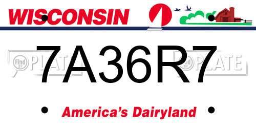 7A36R7 Wisconsin License Plate