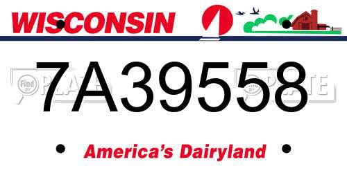 7A39558 Wisconsin License Plate
