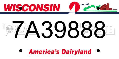 7A39888 Wisconsin License Plate