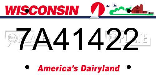 7A41422 Wisconsin License Plate