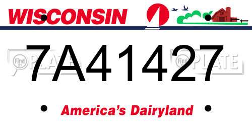 7A41427 Wisconsin License Plate