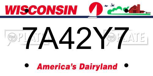 7A42Y7 Wisconsin License Plate