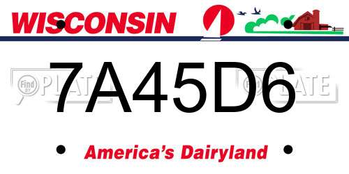 7A45D6 Wisconsin License Plate