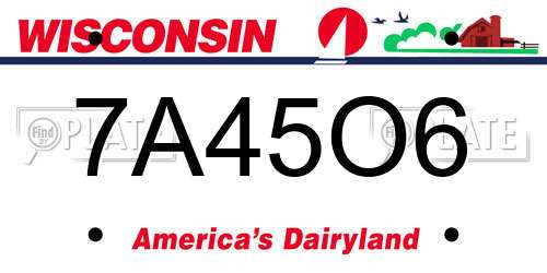 7A45O6 Wisconsin License Plate