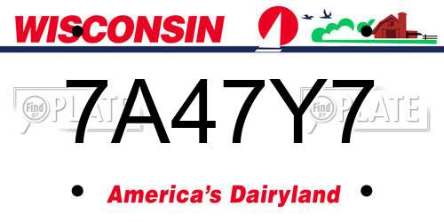 7A47Y7 Wisconsin License Plate