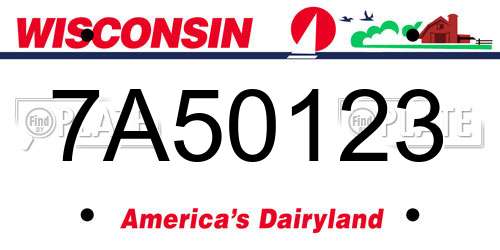 7A50123 Wisconsin License Plate