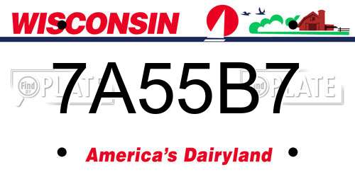 7A55B7 Wisconsin License Plate