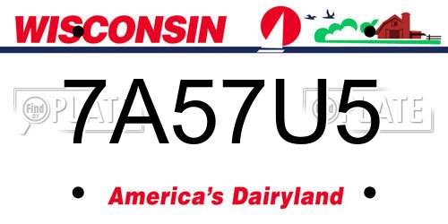7A57U5 Wisconsin License Plate